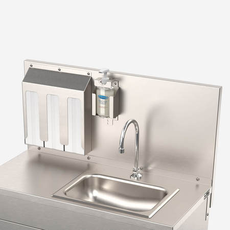 ACORN CONTROLS Eco Plus Portable Sink Accessory, Simple Backsplash, 3-Bay Paper Holder, Soap Bottle Holder EPS1200-BS1